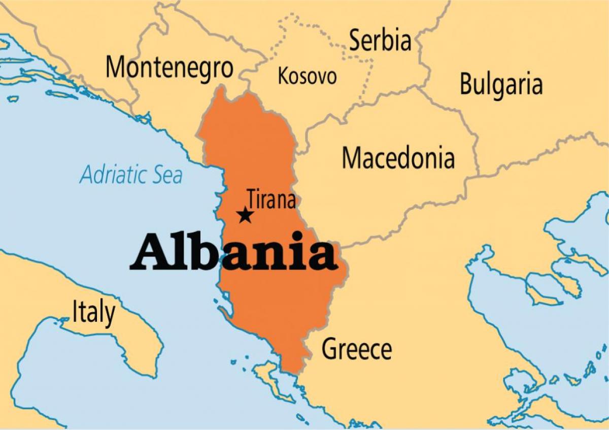 mapa pokazuje Albaniji