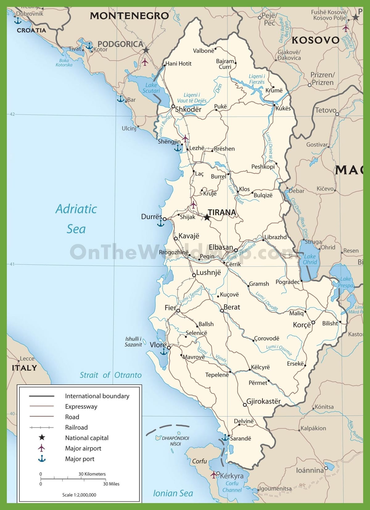 Albaniji mapa puteva