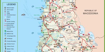 Mapa Albaniji turističke